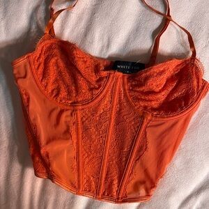 White Fox Women’s Orange Lace Bustier Medium